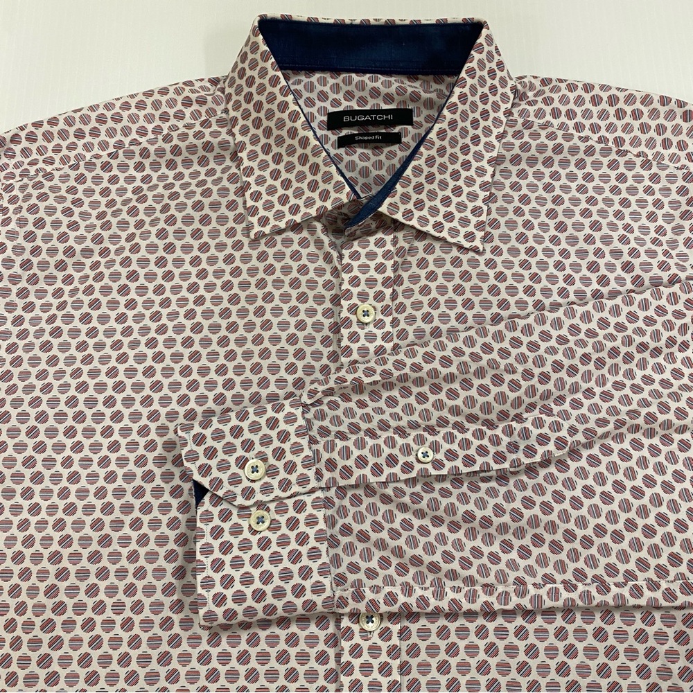Bugatchi Shaped Fit XL Long Sleeve Dress Shirt 100%Cotton
